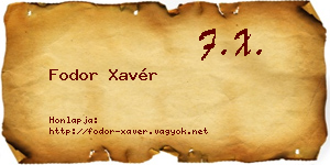 Fodor Xavér névjegykártya